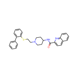 O=C(NC1CCN(CCSc2ccccc2-c2ccccc2)CC1)c1ccc2ccccc2n1 ZINC000095573777