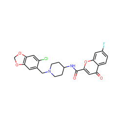 O=C(NC1CCN(Cc2cc3c(cc2Cl)OCO3)CC1)c1cc(=O)c2ccc(F)cc2o1 ZINC000036126724