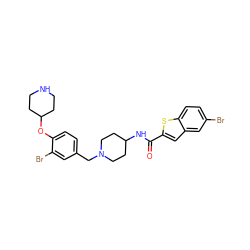 O=C(NC1CCN(Cc2ccc(OC3CCNCC3)c(Br)c2)CC1)c1cc2cc(Br)ccc2s1 ZINC001772618813