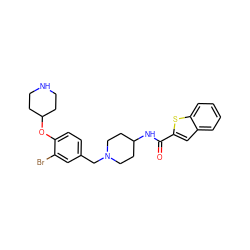 O=C(NC1CCN(Cc2ccc(OC3CCNCC3)c(Br)c2)CC1)c1cc2ccccc2s1 ZINC001772629840