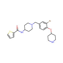 O=C(NC1CCN(Cc2ccc(OC3CCNCC3)c(Br)c2)CC1)c1cccs1 ZINC001772604695