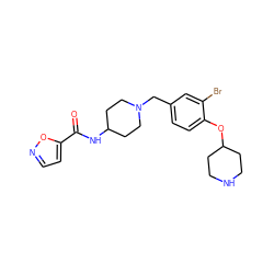 O=C(NC1CCN(Cc2ccc(OC3CCNCC3)c(Br)c2)CC1)c1ccno1 ZINC001772605318