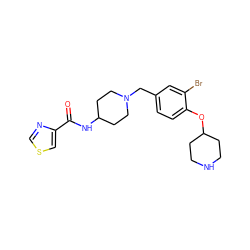 O=C(NC1CCN(Cc2ccc(OC3CCNCC3)c(Br)c2)CC1)c1cscn1 ZINC001772615076