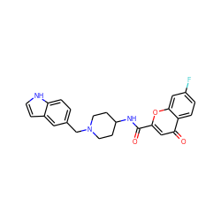 O=C(NC1CCN(Cc2ccc3[nH]ccc3c2)CC1)c1cc(=O)c2ccc(F)cc2o1 ZINC000035879160