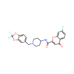 O=C(NC1CCN(Cc2ccc3c(c2)OC(F)(F)O3)CC1)c1cc(=O)c2ccc(F)cc2o1 ZINC000036126736