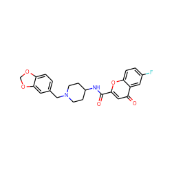 O=C(NC1CCN(Cc2ccc3c(c2)OCO3)CC1)c1cc(=O)c2cc(F)ccc2o1 ZINC000036126713