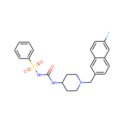 O=C(NC1CCN(Cc2ccc3cc(F)ccc3c2)CC1)NS(=O)(=O)c1ccccc1 ZINC000043120257