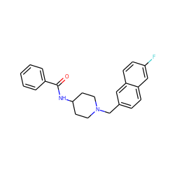 O=C(NC1CCN(Cc2ccc3cc(F)ccc3c2)CC1)c1ccccc1 ZINC000004336620