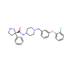 O=C(NC1CCN(Cc2cccc(Oc3ccccc3Cl)c2)CC1)[C@@]1(c2ccccc2)CCNC1 ZINC000013686241