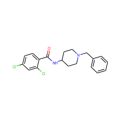 O=C(NC1CCN(Cc2ccccc2)CC1)c1ccc(Cl)cc1Cl ZINC000000756543