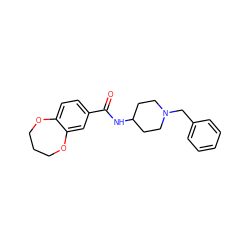 O=C(NC1CCN(Cc2ccccc2)CC1)c1ccc2c(c1)OCCCO2 ZINC000001034530