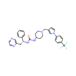 O=C(NC1CCN(Cc2ccn(-c3ccc(C(F)(F)F)cc3)c2)CC1)N[C@H](Cc1cnccn1)c1ccccc1 ZINC000043080767