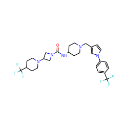 O=C(NC1CCN(Cc2ccn(-c3ccc(C(F)(F)F)cc3)c2)CC1)N1CC(N2CCC(C(F)(F)F)CC2)C1 ZINC000043019086