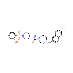 O=C(NC1CCN(S(=O)(=O)c2ccccc2O)CC1)N1CCCN(Cc2ccc3cc(F)ccc3c2)CC1 ZINC000095573127