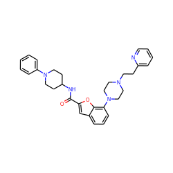 O=C(NC1CCN(c2ccccc2)CC1)c1cc2cccc(N3CCN(CCc4ccccn4)CC3)c2o1 ZINC000149931242