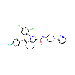 O=C(NC1CCN(c2ccccn2)CC1)c1nn(-c2ccc(Cl)cc2Cl)c2c1CCCC/C2=C\c1ccc(F)cc1 ZINC001772582754