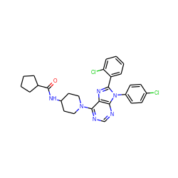 O=C(NC1CCN(c2ncnc3c2nc(-c2ccccc2Cl)n3-c2ccc(Cl)cc2)CC1)C1CCCC1 ZINC000096937555