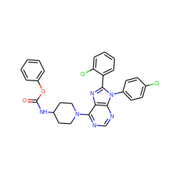 O=C(NC1CCN(c2ncnc3c2nc(-c2ccccc2Cl)n3-c2ccc(Cl)cc2)CC1)Oc1ccccc1 ZINC000096937550