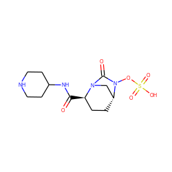 O=C(NC1CCNCC1)[C@@H]1CC[C@@H]2CN1C(=O)N2OS(=O)(=O)O ZINC000043206319