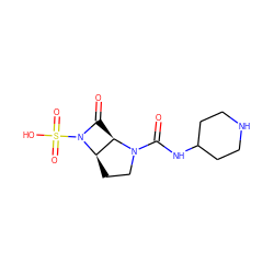 O=C(NC1CCNCC1)N1CC[C@@H]2[C@H]1C(=O)N2S(=O)(=O)O ZINC000027323296