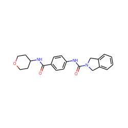 O=C(NC1CCOCC1)c1ccc(NC(=O)N2Cc3ccccc3C2)cc1 ZINC000124673585