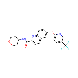 O=C(NC1CCOCC1)c1ccc2cc(Oc3ccc(C(F)(F)F)cn3)ccc2n1 ZINC001772647165