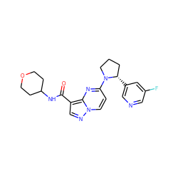 O=C(NC1CCOCC1)c1cnn2ccc(N3CCC[C@@H]3c3cncc(F)c3)nc12 ZINC000169704171