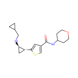 O=C(NC1CCOCC1)c1csc([C@@H]2C[C@H]2NCC2CC2)c1 ZINC000653743780