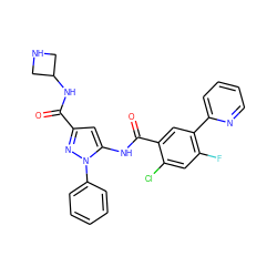 O=C(NC1CNC1)c1cc(NC(=O)c2cc(-c3ccccn3)c(F)cc2Cl)n(-c2ccccc2)n1 ZINC001772587198