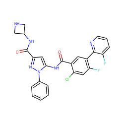 O=C(NC1CNC1)c1cc(NC(=O)c2cc(-c3ncccc3F)c(F)cc2Cl)n(-c2ccccc2)n1 ZINC001772596857