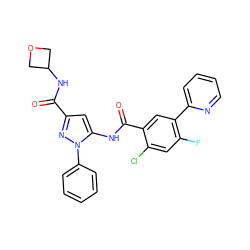 O=C(NC1COC1)c1cc(NC(=O)c2cc(-c3ccccn3)c(F)cc2Cl)n(-c2ccccc2)n1 ZINC001772621999