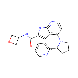 O=C(NC1COC1)c1cc2c(N3CCC[C@@H]3c3ccccn3)ccnc2[nH]1 ZINC001772650677