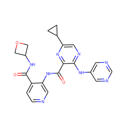 O=C(NC1COC1)c1ccncc1NC(=O)c1nc(C2CC2)cnc1Nc1cncnc1 ZINC000169701736