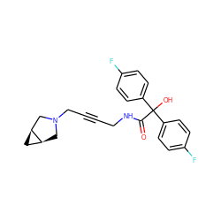 O=C(NCC#CCN1C[C@H]2C[C@H]2C1)C(O)(c1ccc(F)cc1)c1ccc(F)cc1 ZINC000028521090
