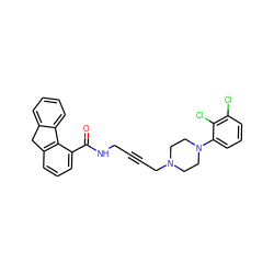 O=C(NCC#CCN1CCN(c2cccc(Cl)c2Cl)CC1)c1cccc2c1-c1ccccc1C2 ZINC000013534421