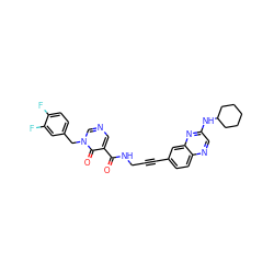 O=C(NCC#Cc1ccc2ncc(NC3CCCCC3)nc2c1)c1cncn(Cc2ccc(F)c(F)c2)c1=O ZINC000096176140