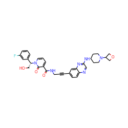 O=C(NCC#Cc1ccc2ncc(NC3CCN(C4COC4)CC3)nc2c1)c1cccn([C@H](CO)c2cccc(F)c2)c1=O ZINC000096176171