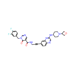 O=C(NCC#Cc1ccc2ncc(NC3CCN(C4COC4)CC3)nc2c1)c1cncn(Cc2ccc(F)c(F)c2)c1=O ZINC000096176166