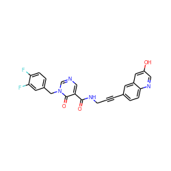 O=C(NCC#Cc1ccc2ncc(O)cc2c1)c1cncn(Cc2ccc(F)c(F)c2)c1=O ZINC000096176192