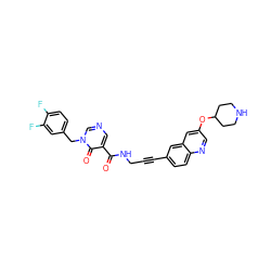 O=C(NCC#Cc1ccc2ncc(OC3CCNCC3)cc2c1)c1cncn(Cc2ccc(F)c(F)c2)c1=O ZINC000096176193