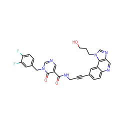 O=C(NCC#Cc1ccc2ncc3ncn(CCCO)c3c2c1)c1cncn(Cc2ccc(F)c(F)c2)c1=O ZINC000149577882