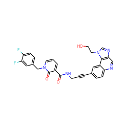 O=C(NCC#Cc1ccc2ncc3ncn(CCO)c3c2c1)c1cccn(Cc2ccc(F)c(F)c2)c1=O ZINC000169710258