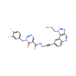 O=C(NCC#Cc1ccc2ncc3ncn(CCO)c3c2c1)c1cncn(Cc2ccc(F)c(F)c2)c1=O ZINC000169710207