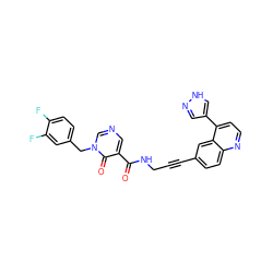 O=C(NCC#Cc1ccc2nccc(-c3cn[nH]c3)c2c1)c1cncn(Cc2ccc(F)c(F)c2)c1=O ZINC000096176343