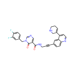 O=C(NCC#Cc1ccc2nccc(C3=CCCNC3)c2c1)c1cncn(Cc2ccc(F)c(F)c2)c1=O ZINC000096176345