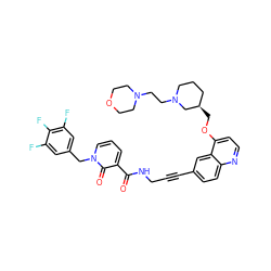 O=C(NCC#Cc1ccc2nccc(OC[C@@H]3CCCN(CCN4CCOCC4)C3)c2c1)c1cccn(Cc2cc(F)c(F)c(F)c2)c1=O ZINC000096176250