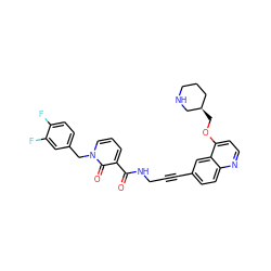 O=C(NCC#Cc1ccc2nccc(OC[C@@H]3CCCNC3)c2c1)c1cccn(Cc2ccc(F)c(F)c2)c1=O ZINC000096176254