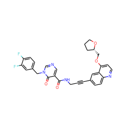 O=C(NCC#Cc1ccc2nccc(OC[C@@H]3CCCO3)c2c1)c1cncn(Cc2ccc(F)c(F)c2)c1=O ZINC000096176227