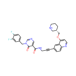 O=C(NCC#Cc1ccc2nccc(OC[C@H]3CCCNC3)c2c1)c1cncn(Cc2ccc(F)c(F)c2)c1=O ZINC000096176229