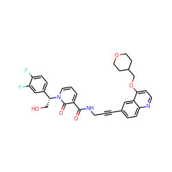 O=C(NCC#Cc1ccc2nccc(OCC3CCOCC3)c2c1)c1cccn([C@H](CO)c2ccc(F)c(F)c2)c1=O ZINC000096176247